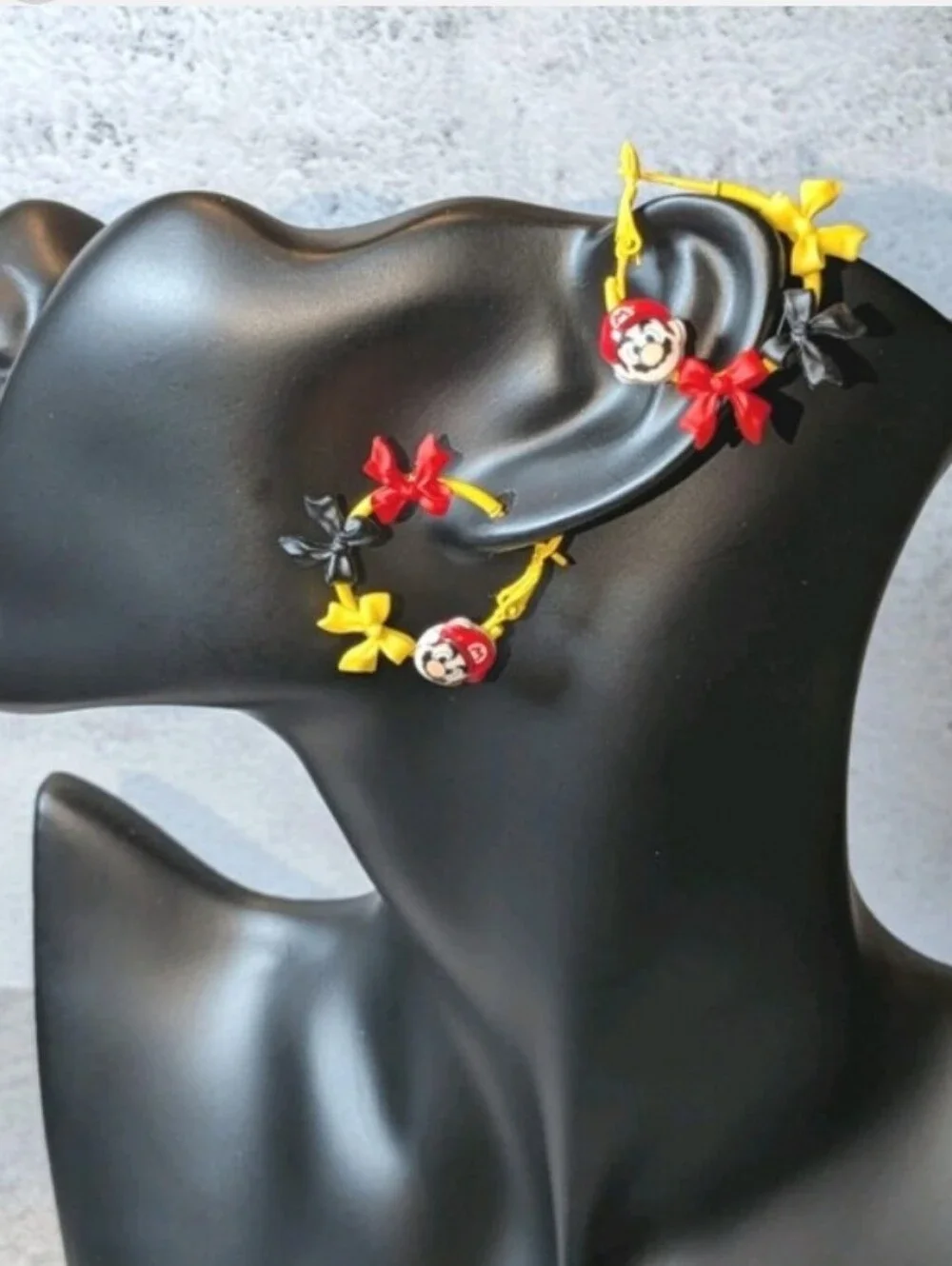 Yellow Kids Mini Hoop Earrings with Character Charms and Bows